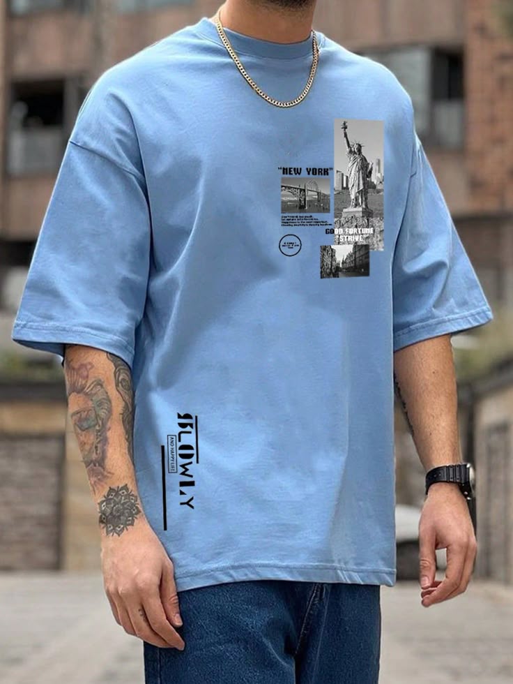 Letter Printed Drop Shoulder T-Shirt