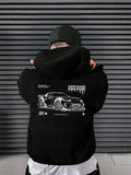 Tween Boy Casual Print Black Fleece Hoodie Sweatshirt, Autumn