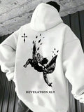 Men'S Autumn And Winter Print Hooded Fleece Sweatshirt, Versatile Sports Casual Loose Hooded Sweatshirt