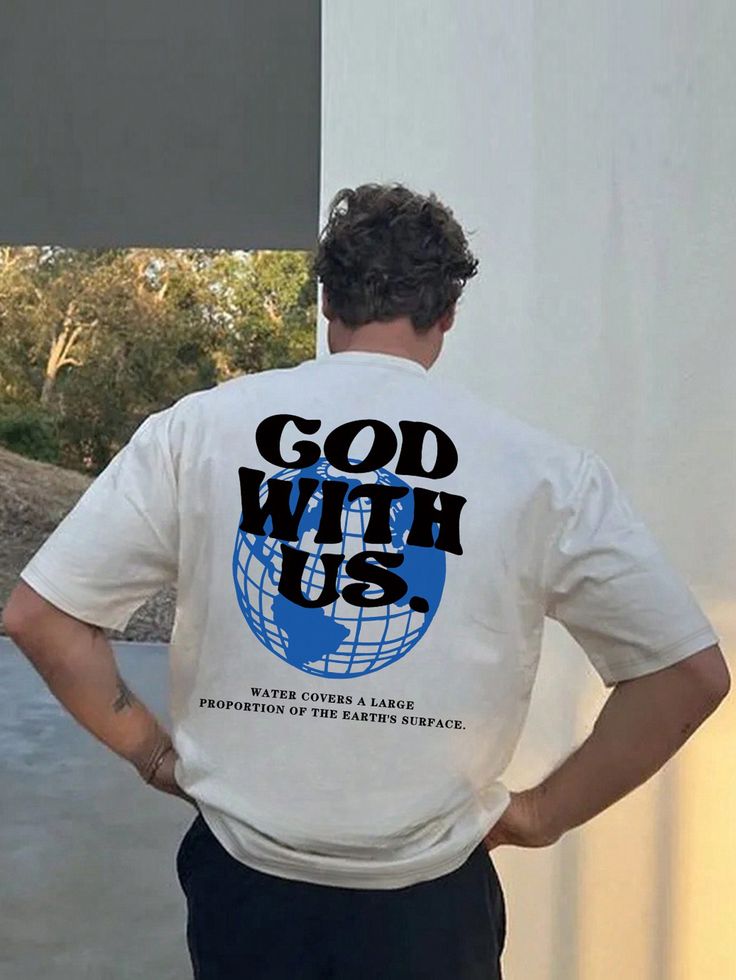 Men's Earth Slogan Printed Short Sleeve T-Shirt