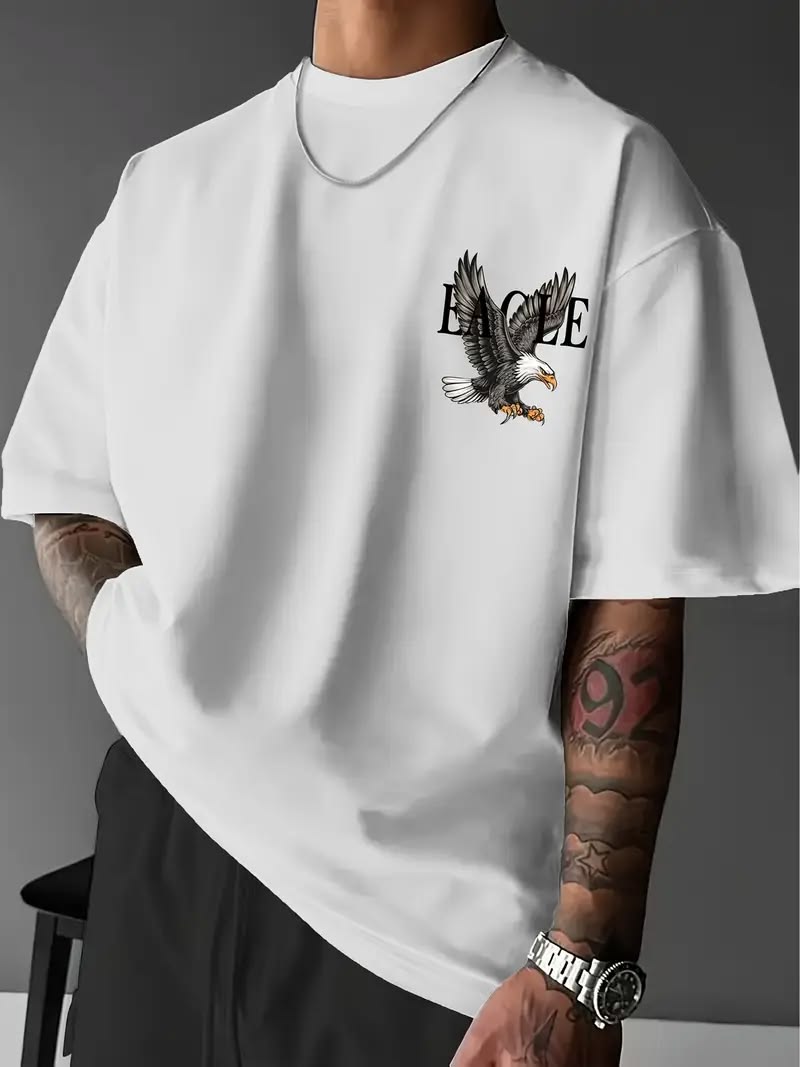 Men's Plus Size Simple Print Round Neck Short Sleeve T-Shirt