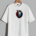 Hoodies Liban white short sleeve t-shirt featuring a BMW logo and anatomical heart graphic print on the chest.