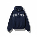 Hoodies Liban navy pullover hoodie featuring a distressed silver star graphic and RATRACE STUDIOS branding on chest.