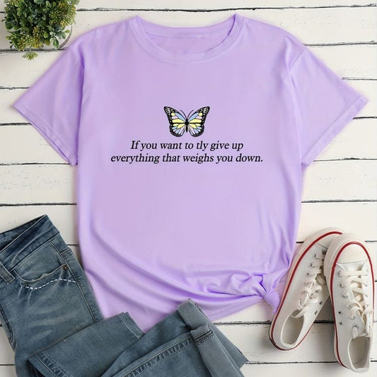 Butterfly and letter women's tshirt regular fit