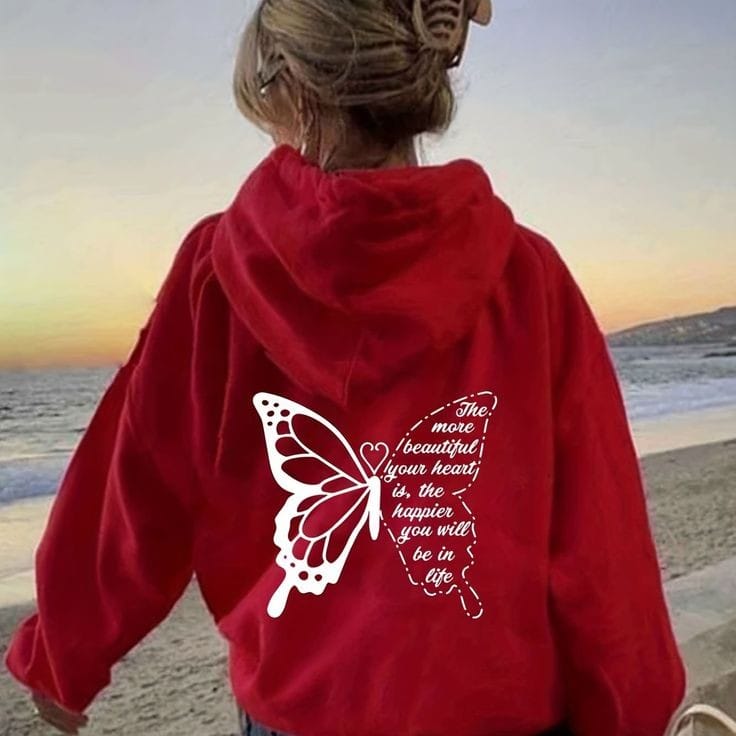 Letter and butterfly women's oversized hoodie