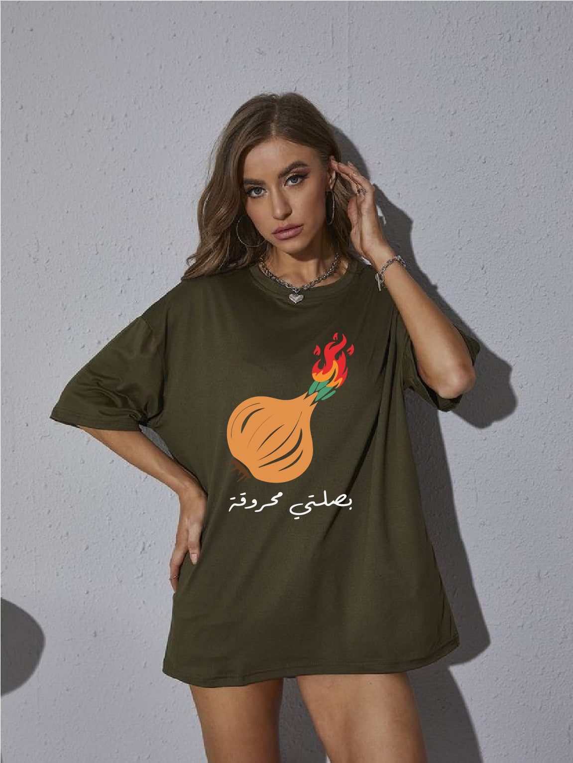 Arabic language funny women's oversized tshirt