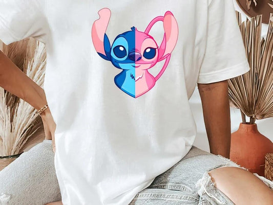 Stitch and angel women's oversized tshirt