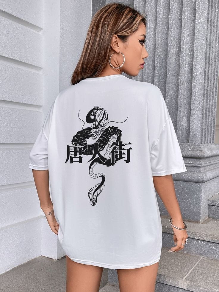 Chinese dragon women's oversized tshirt