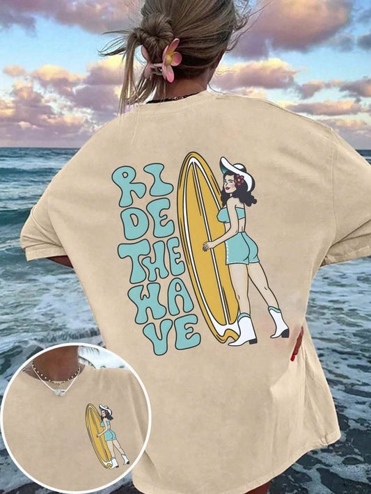 Ride the wave tshirt women's oversized