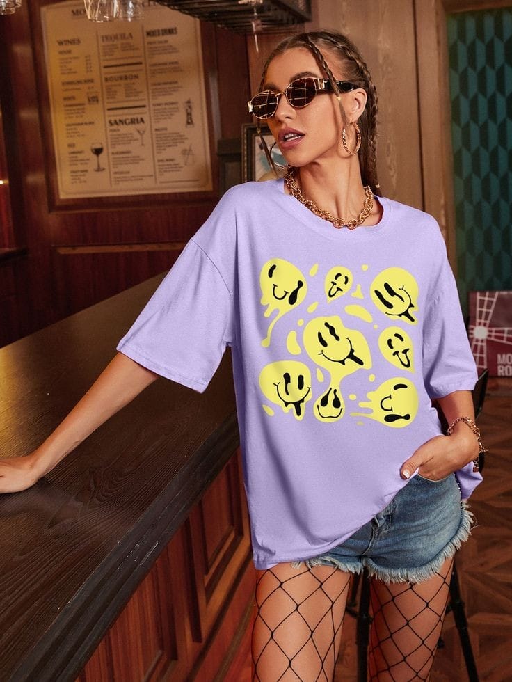 Smile face women's oversized tshirt
