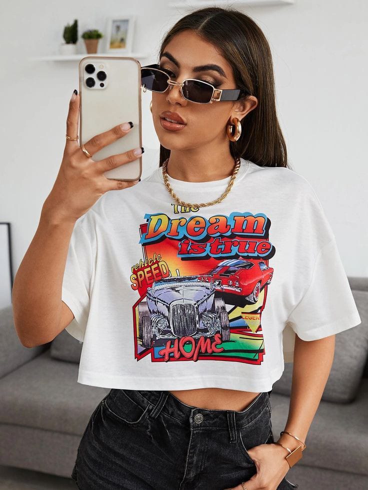Car women's oversized crop top