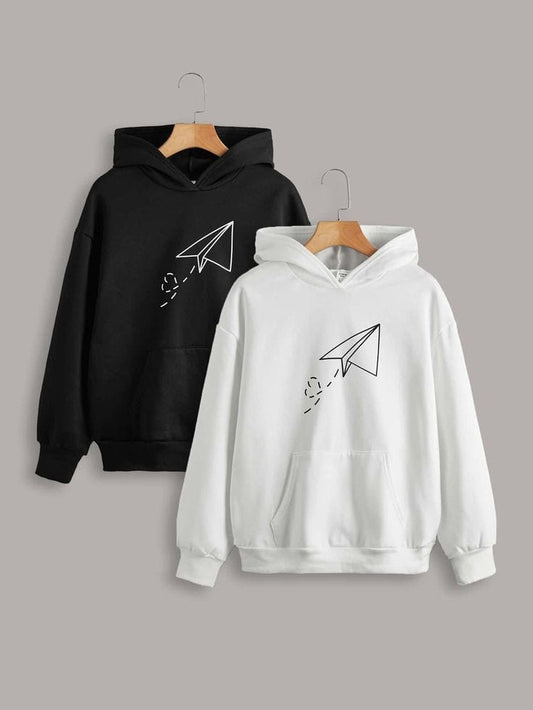 Airplane print oversized hoodies