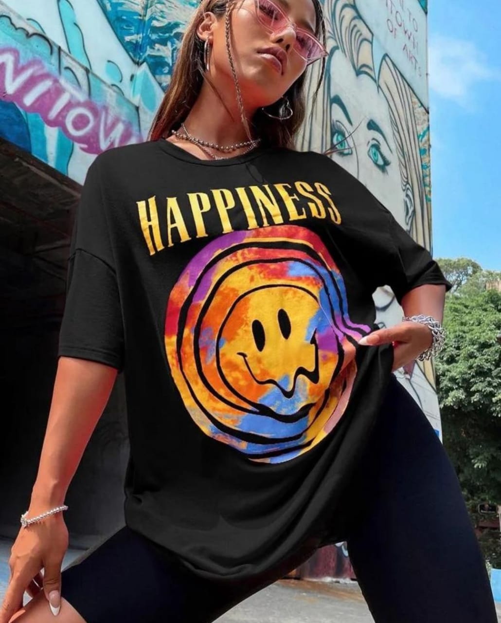 Happiness women's tshirt oversized