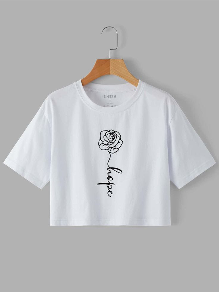 Floral and letter women's oversized crop top