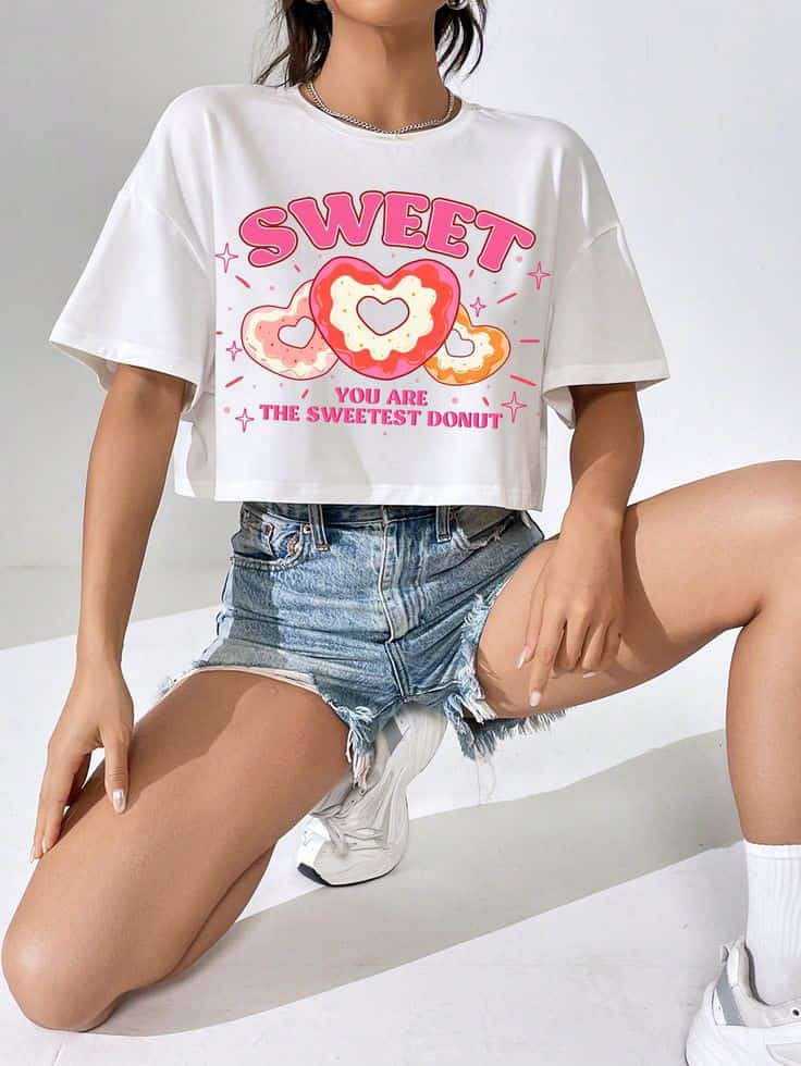 The sweetest donut women's crop top oversized