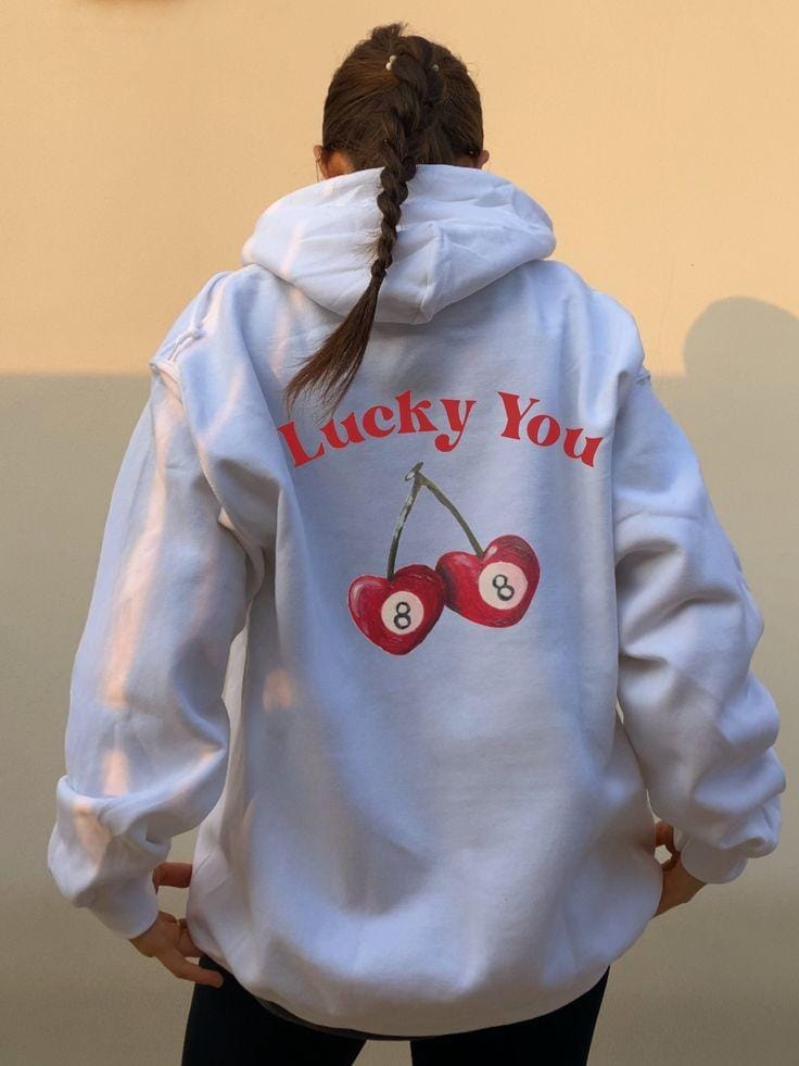 Lucky you cherry 8 ball hoodie oversized